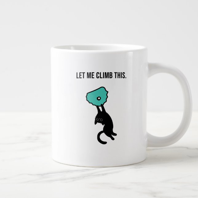 Funny Climbing Cat Catches Climbing Hold Large Coffee Mug (Right)