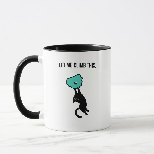 Funny Climbing Cat Catches Climbing Hold Mug (Left)