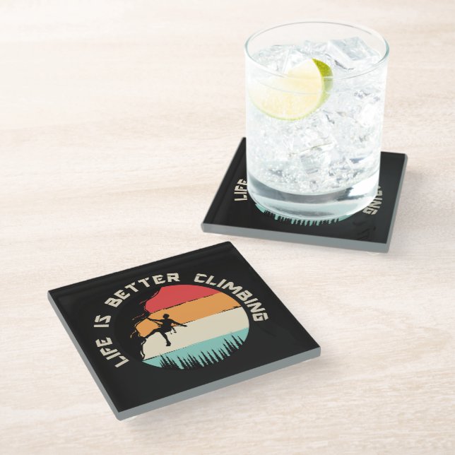 Funny Climbing  Glass Coaster (Angled)