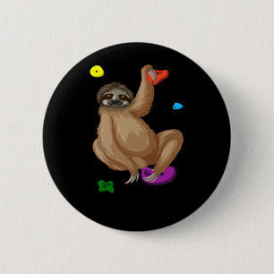 Funny Climbing Sloth Climber Lazy Bouldering 6 Cm Round Badge