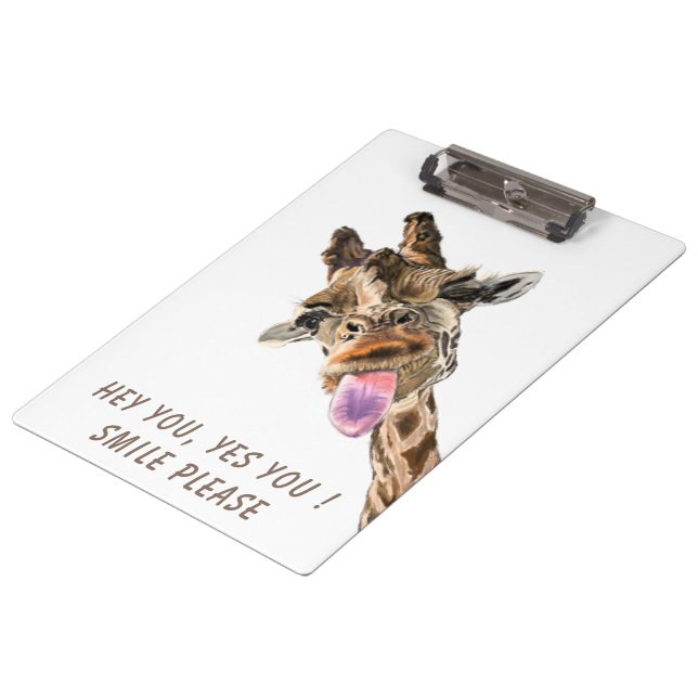 Funny Clipboard Playful Giraffe - Smile (Angled)