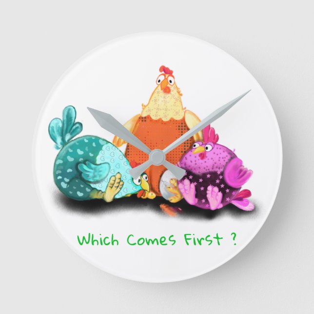 Funny Clock - Chickens Waiting Egg To Hatch (Front)