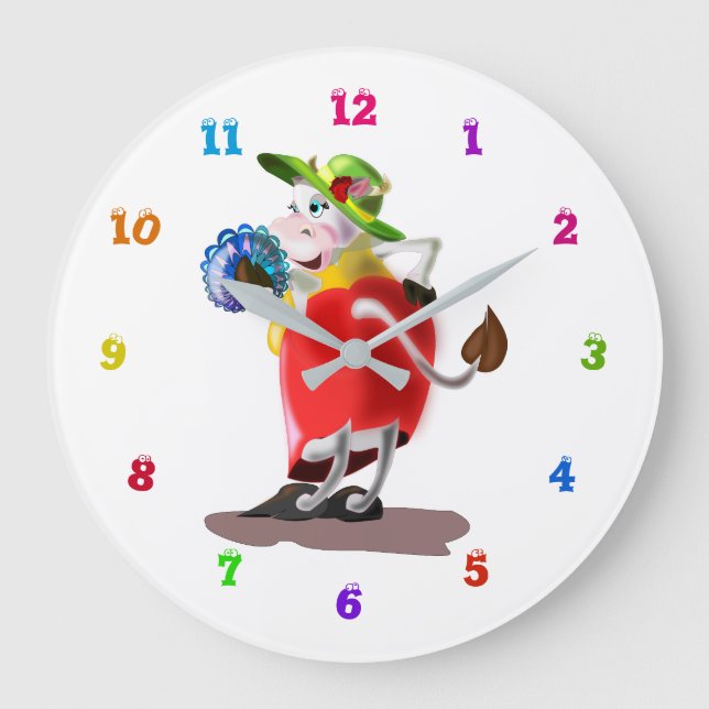 Funny Clock Modern Cow Fashion Lady (Front)