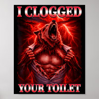 Funny clogged toilet alpha wolf meme brainrot
