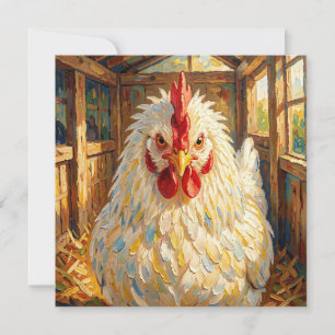 Funny Close Up of Impasto Chicken Blank Card