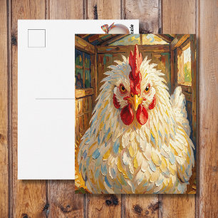 Funny Close Up of Impasto Chicken   Saying Hi Postcard