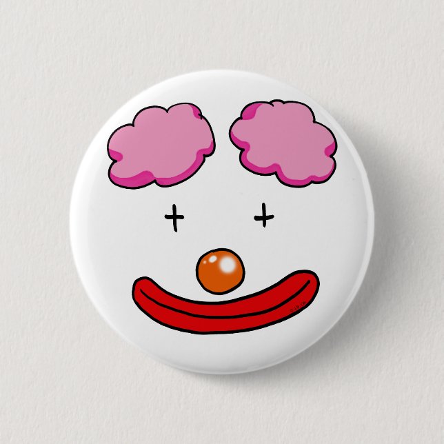 Funny clown face 6 cm round badge (Front)
