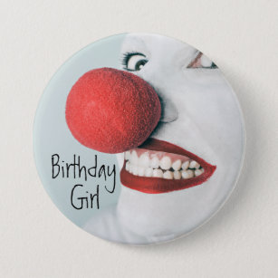 Funny Clown Face Birthday Girl 7.5 Cm Round Badge