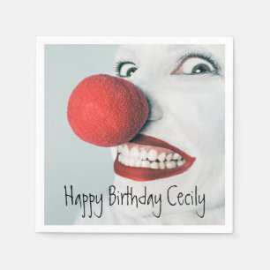 Funny Clown Face Birthday Napkin