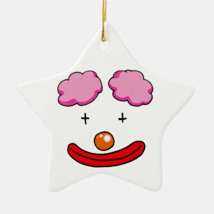 Funny clown face ceramic tree decoration