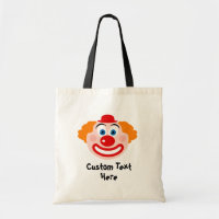 Funny clown face drawing custom kid's tote bag