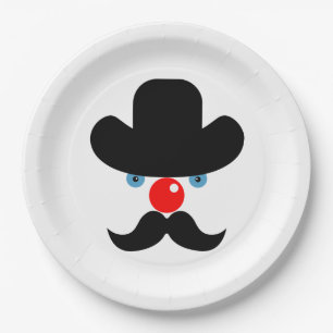 Funny clown face paper plate