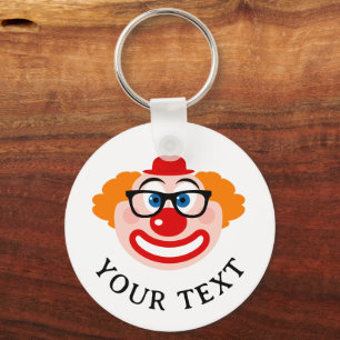 Funny clown face with spectacles custom key ring