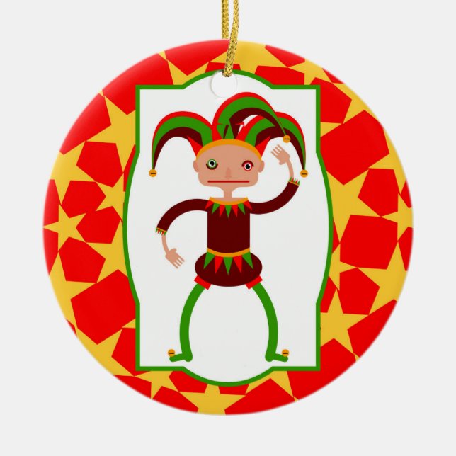 Funny clown from Middle Age Ceramic Tree Decoration (Front)