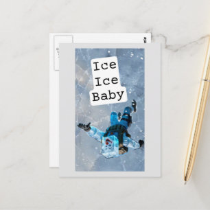 Funny clown icecube falling on ice postcard