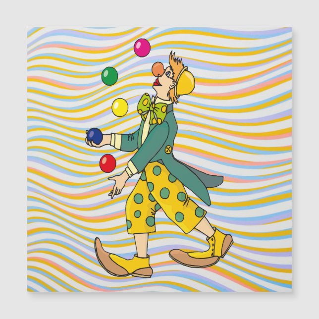 Funny Clown Playing With Colourful Balls (Front)