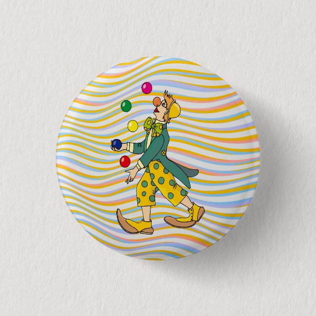 Funny Clown Playing With Colourful Balls 3 Cm Round Badge (Front)