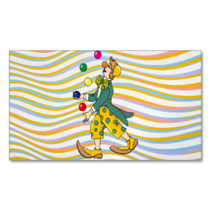 Funny Clown Playing With Colourful Balls Magnetic Business Card