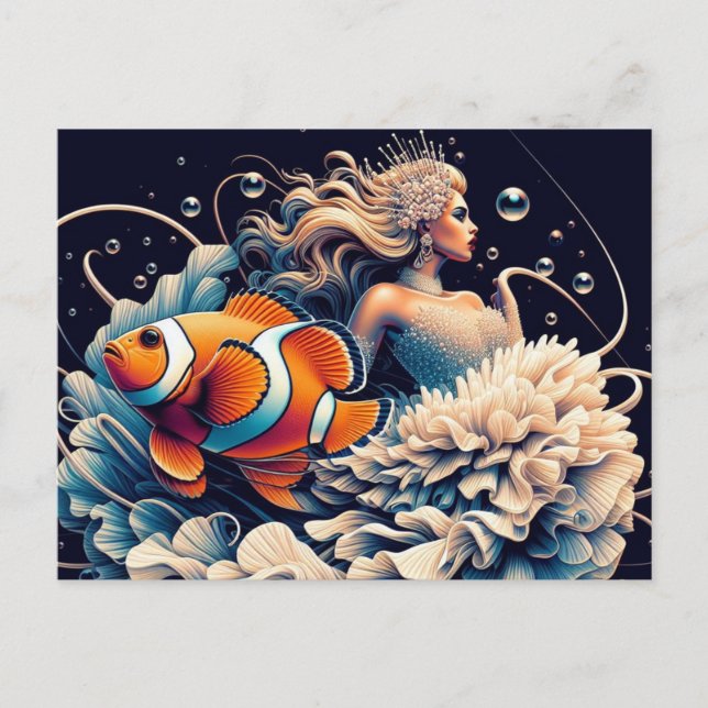 Funny ClownFish Fashion Woman Postcard (Front)