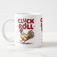Funny "Cluck & Roll" Cool Rooster Cartoon Design