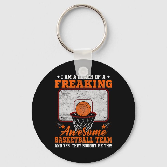 Funny Coach Of Freaking Awesome Sketll Team Ll Tra Key Ring (Front)