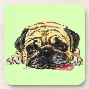 Funny Coaster with Pug Dog - Your Colours