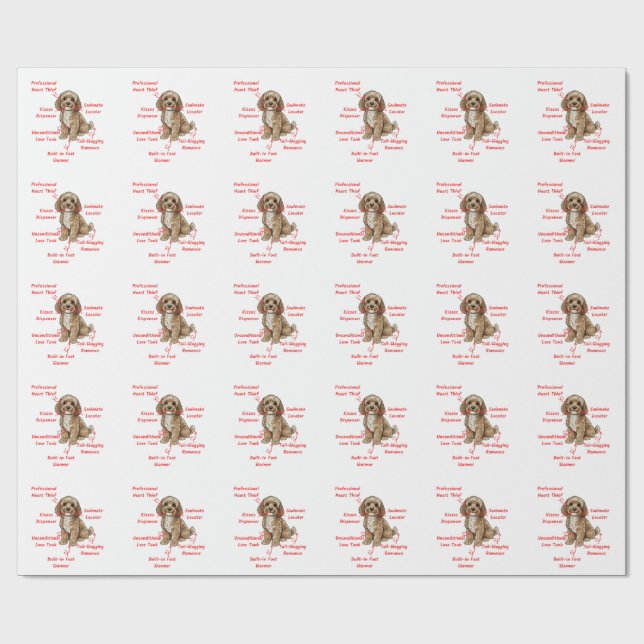 Funny Cockapoo Anatomy - Unique Valentine Gift Wrapping Paper (Flat)