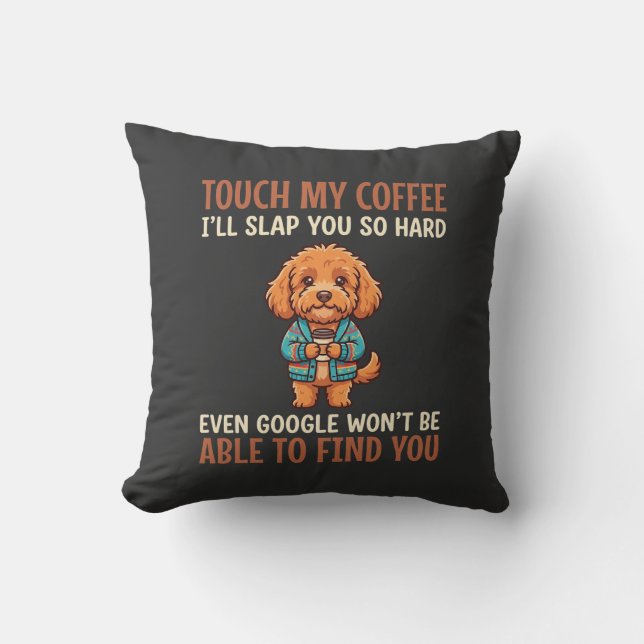 Funny Cockapoo Coffee Lover Cushion (Front)