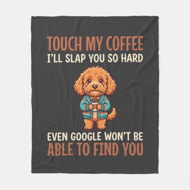 Funny Cockapoo Coffee Lover Fleece Blanket (Front)