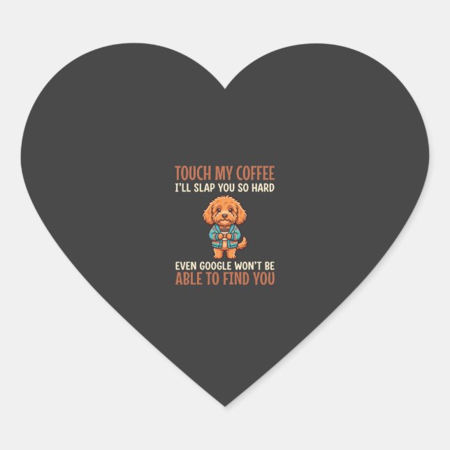 Funny Cockapoo Coffee Lover Heart Sticker (Front)