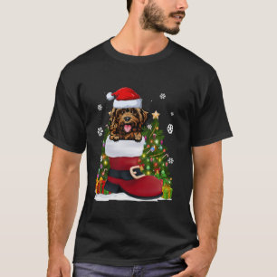 Funny Cockapoo in the Shoe Santa Hat Ugly Christma T-Shirt