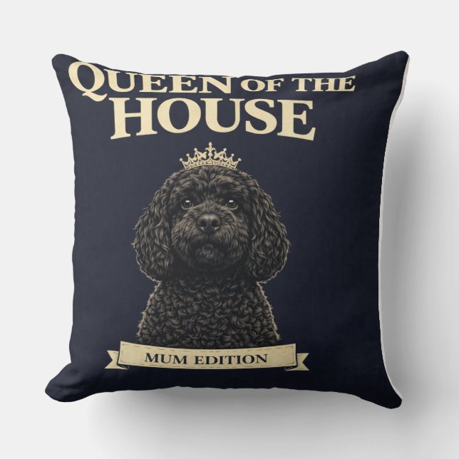 Funny Cockapoo Mom Gift | Queen Of The House Cushion (Front)
