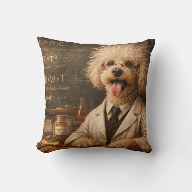 Funny Cockapoo Scientist Pillow | Dog Cushion (Front)