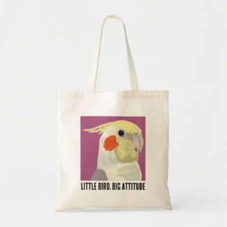 Funny Cockatiel Little Bird Big Attitude Portrait Tote Bag