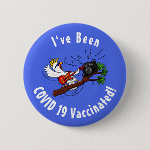 Funny cockatoo playing rock guitar cartoon  6 cm round badge