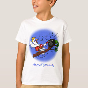 Funny cockatoo playing rock guitar cartoon T-Shirt