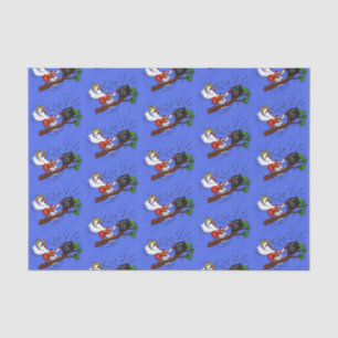 Funny cockatoo playing rock guitar cartoon tissue paper
