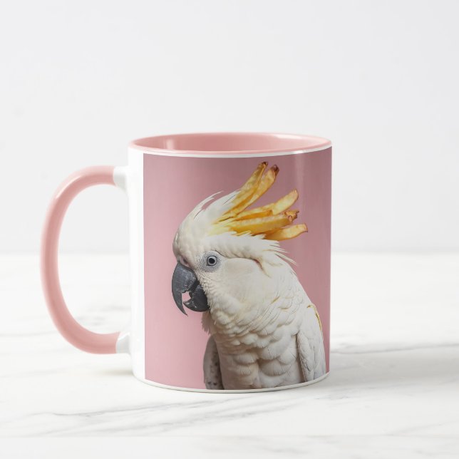 Funny Cockatoo With French Fries Crest Mug (Left)