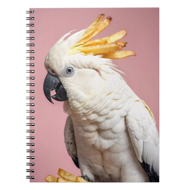 Funny Cockatoo With French Fries Crest Notebook (Front)