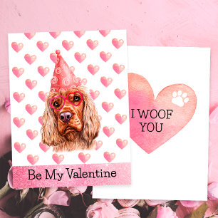 Funny Cocker Spaniel I Woof You Dog Valentines Day Holiday Card