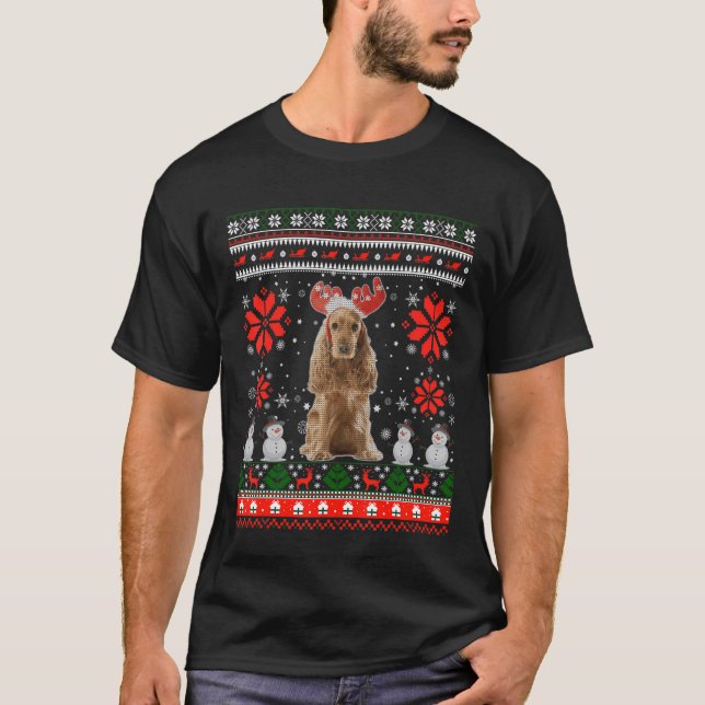 Funny Cocker Spaniel Ugly Christmas Sweater Party (Front)