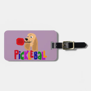 Funny Cocker Spaniel with Pickleball Paddle Luggage Tag