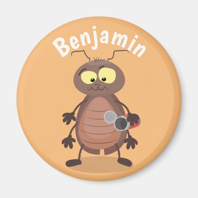 Funny cockroach insect cartoon illustration magnet (Front)