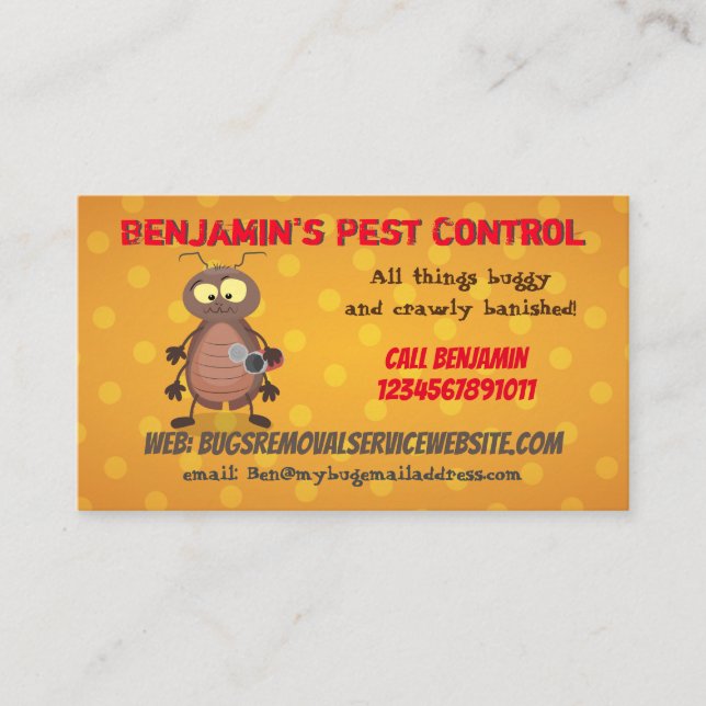 Funny cockroach insect pest control business business card (Front)