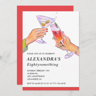 Funny Cocktail Champagne 81st birthday Party Invitation