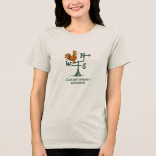 Funny Cocktail Compass Rooster Weather Vane Tri-Blend Shirt