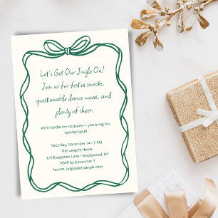 Funny Cocktail Ribbon Bow Christmas Holiday Party Card