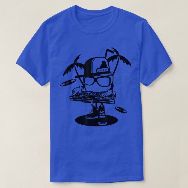 Funny Coconut DJ Cartoon night clubs, Party Cool C T-Shirt (Design Front)