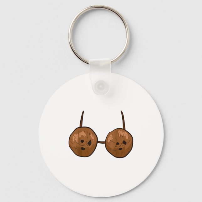 Funny Coconut Summer Coconuts Bra Funny Halloween  Key Ring (Front)