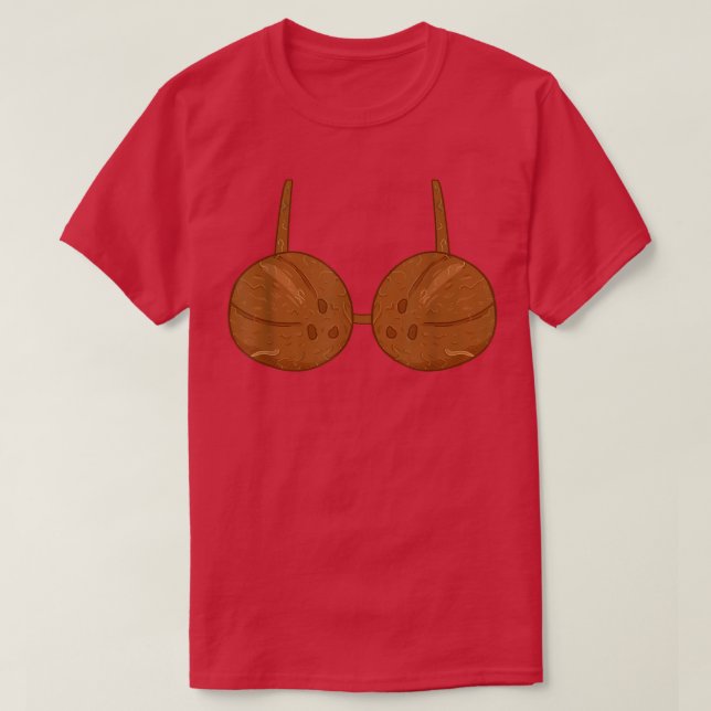Funny Coconut Summer Coconuts Bra Funny Halloween  T-Shirt (Design Front)